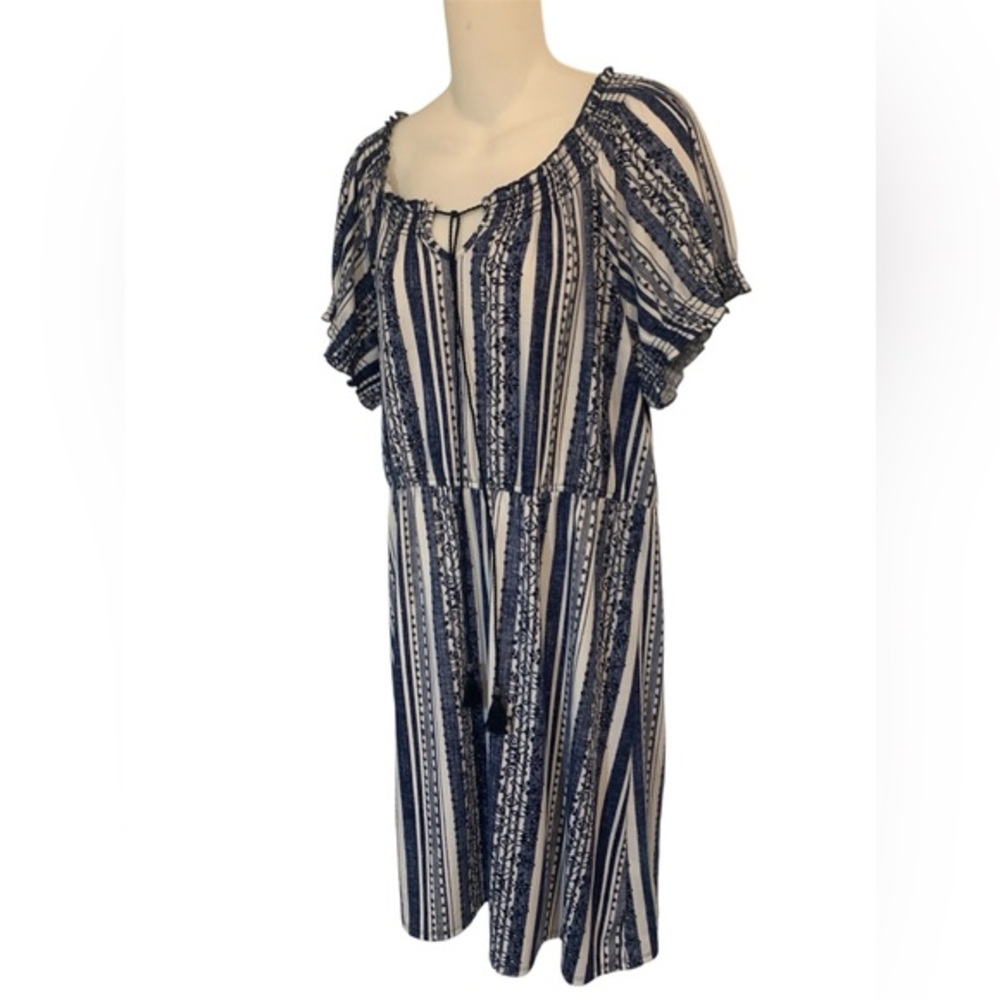 Plus Size Dress 1X Perseption Women Blue White